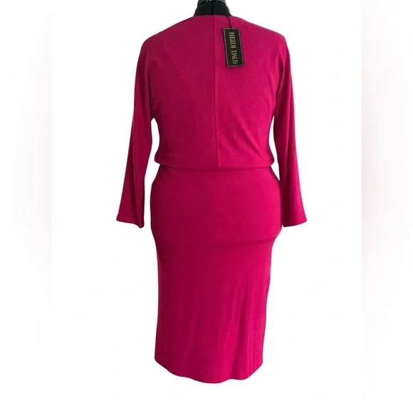 Heidi Daus Dolman Sleeve Blouson Dress Magenta 1X NWT Designer Hot Pink - Picture 4 of 7